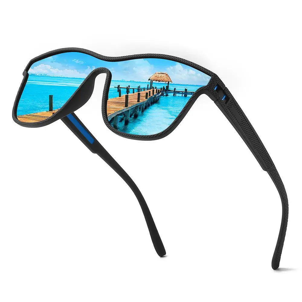 Unisex Custom Logo Polarized Sunglasses UV400 Lenses Multi-Frame PC Tac Glass Sports Riding Fishing-Ink Red Frame TR90 Material