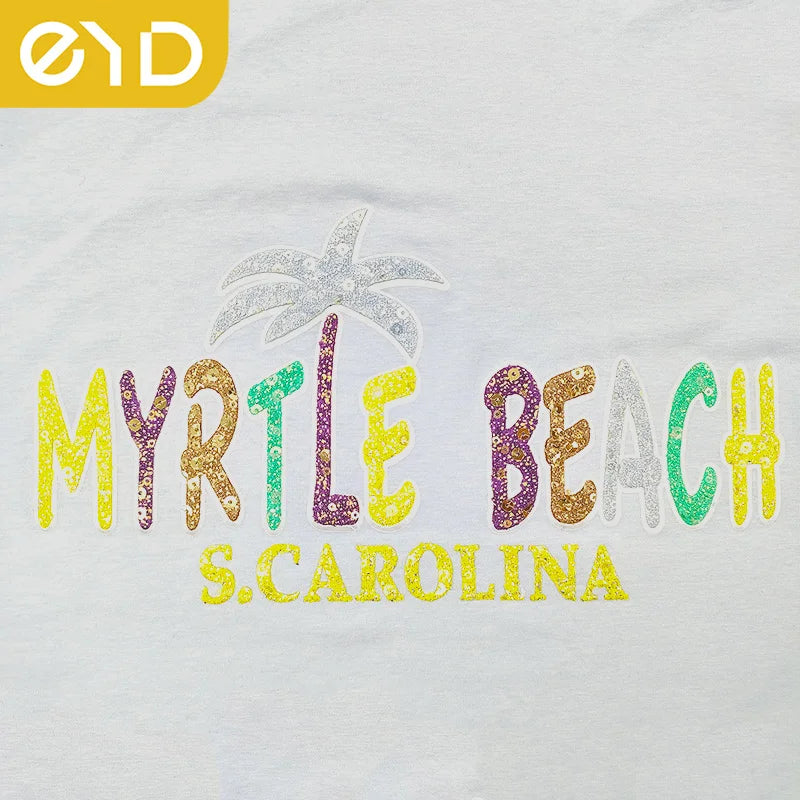 EYD Chenille Patches Heat Transfer Colorful Logo Custom Heat Transfer Vinyl Designs for T-Shirts