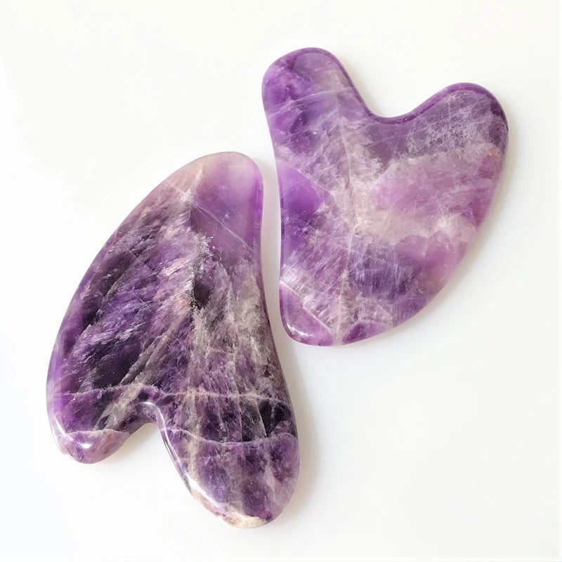 HY Fashion Design Natural Amethyst Guasha Board Facial Tool Crystal Gua Sha Heart Shape MegaBDM