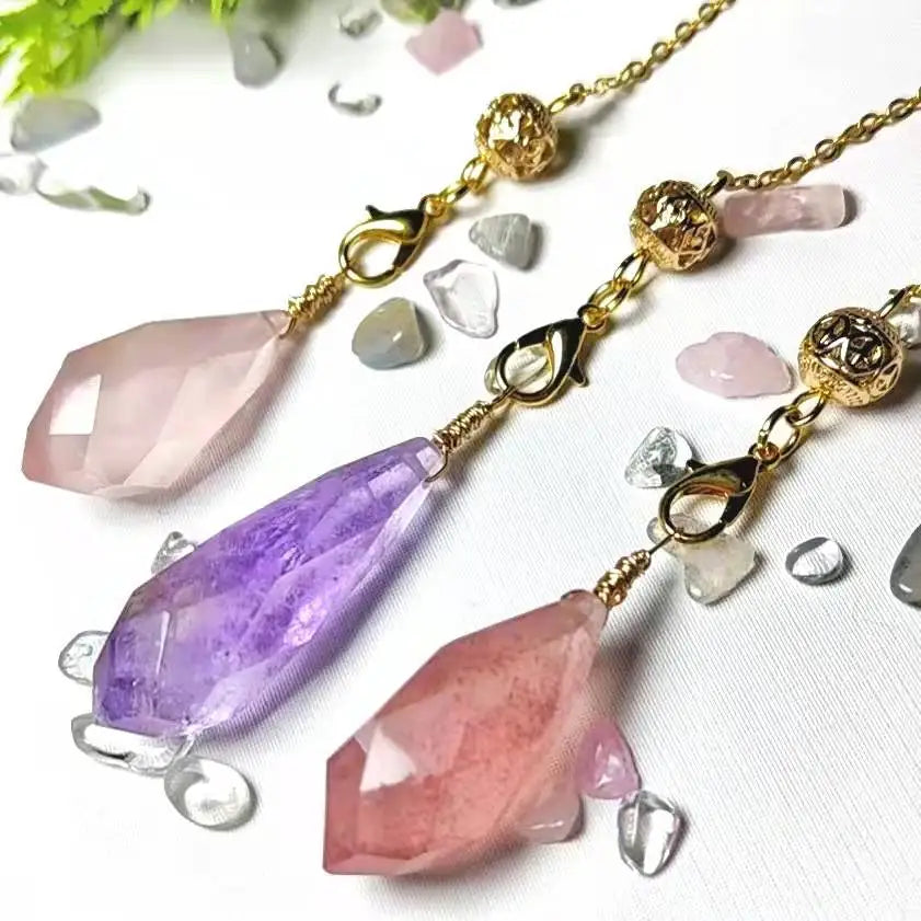 Wholesale Natural Energy Healing Crystal Crafts Amethyst Penduhum Carvings for Feng Shui