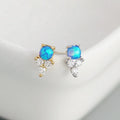QS624 Bride Zirconia Blue Opal Fine Jewelry Earrings Wholesale
