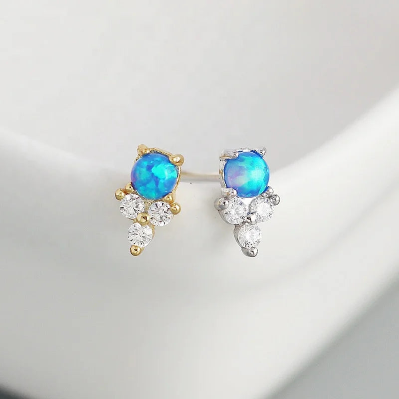 QS624 Bride Zirconia Blue Opal Fine Jewelry Earrings Wholesale