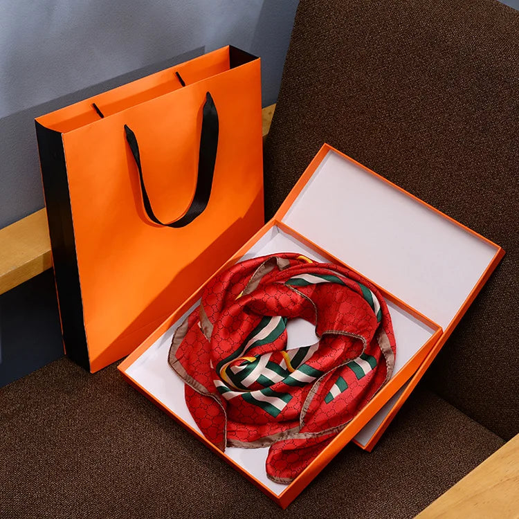 Custom Printed Paper Rigid Lid and Bottom Scarf Box for Shawl Silk Saree Hijab Socks Fur Packaging Gift Boxes