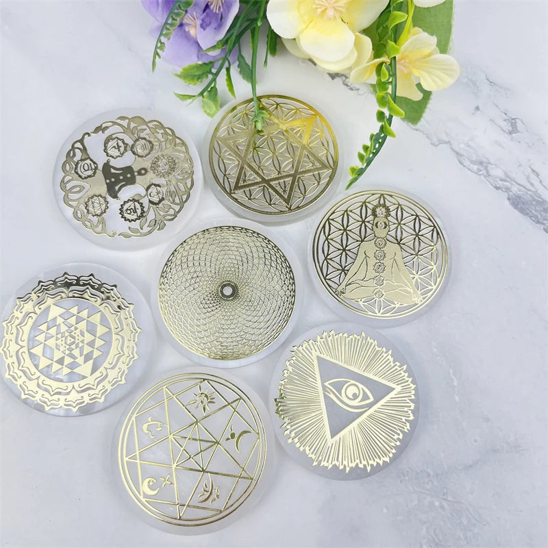 Wholesale Hot Sale Natural  Round Selenite Charging Plate Crystal Selenite Slice for Healing