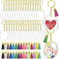 Low Price Acrylic Keychain Blanks Clear Various Shapes Round Acrylic Round Keychain Rose Gold Tassel Keychain