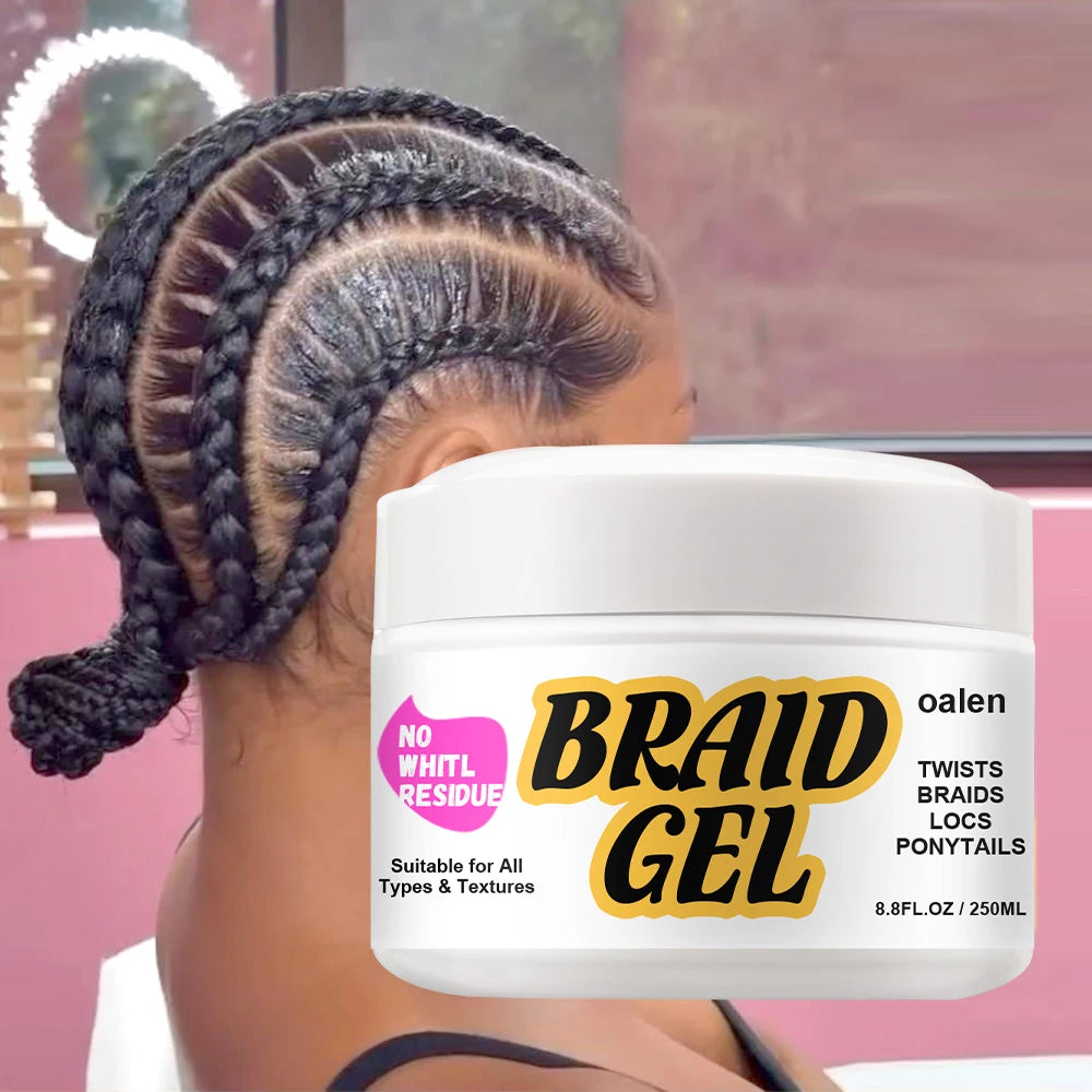 Private Label 250ml Braiding Gel Moisturizing Loc Gel Anti Itch Cool Scalp Braid Gel Extra Hold  for Twists Styling