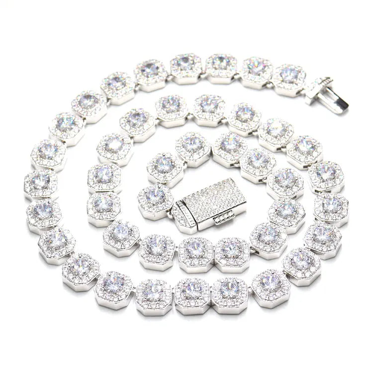 Hip Hop Chain Necklace Width Square Chain Iced Out Diamond Bling HipHop Tennis Necklaces Fashion Jewelry for Women Men