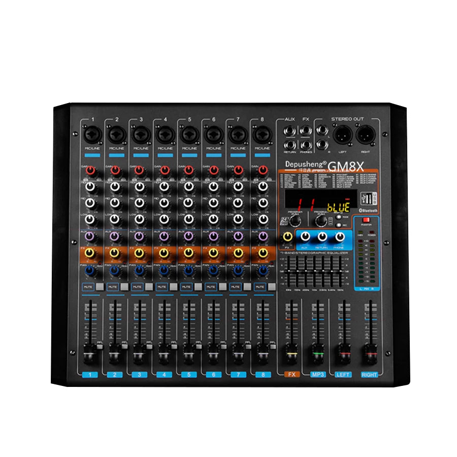Depusheng GM8X Professional Built-in Reverb Effect 8-way Power Amplifier Mixer for Wedding Stage Performances