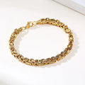 Waterproof Hip Hop Jewelry Handmade 6mm Gold Plated Stainless Steel Men's Byzantine Chain Bracelet