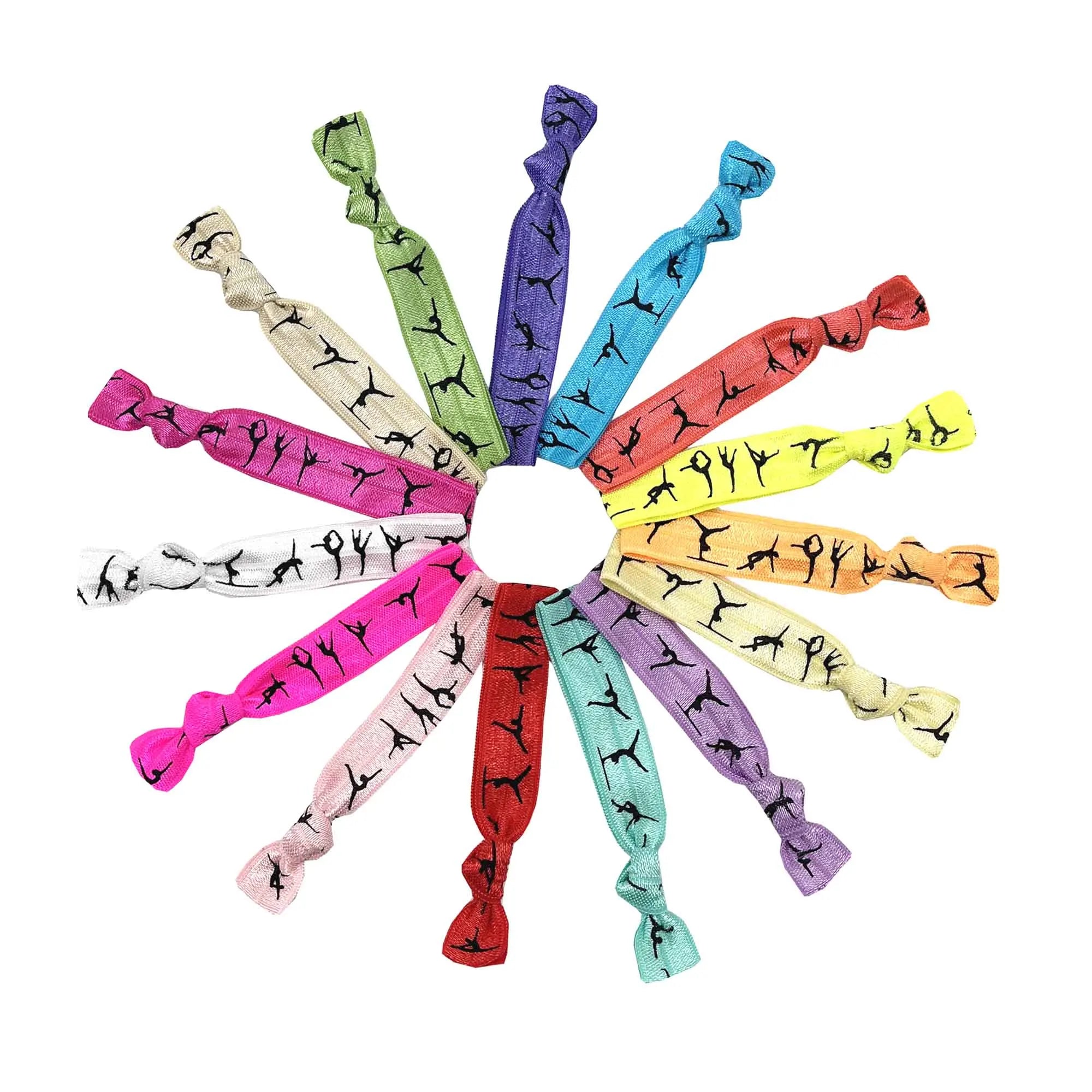 200pcs Gymnastics Elastic Hair Band Wholesale GYM Sports Ponytail Holder Rubber Tied Band Assorted Colors Bracelet Wristband