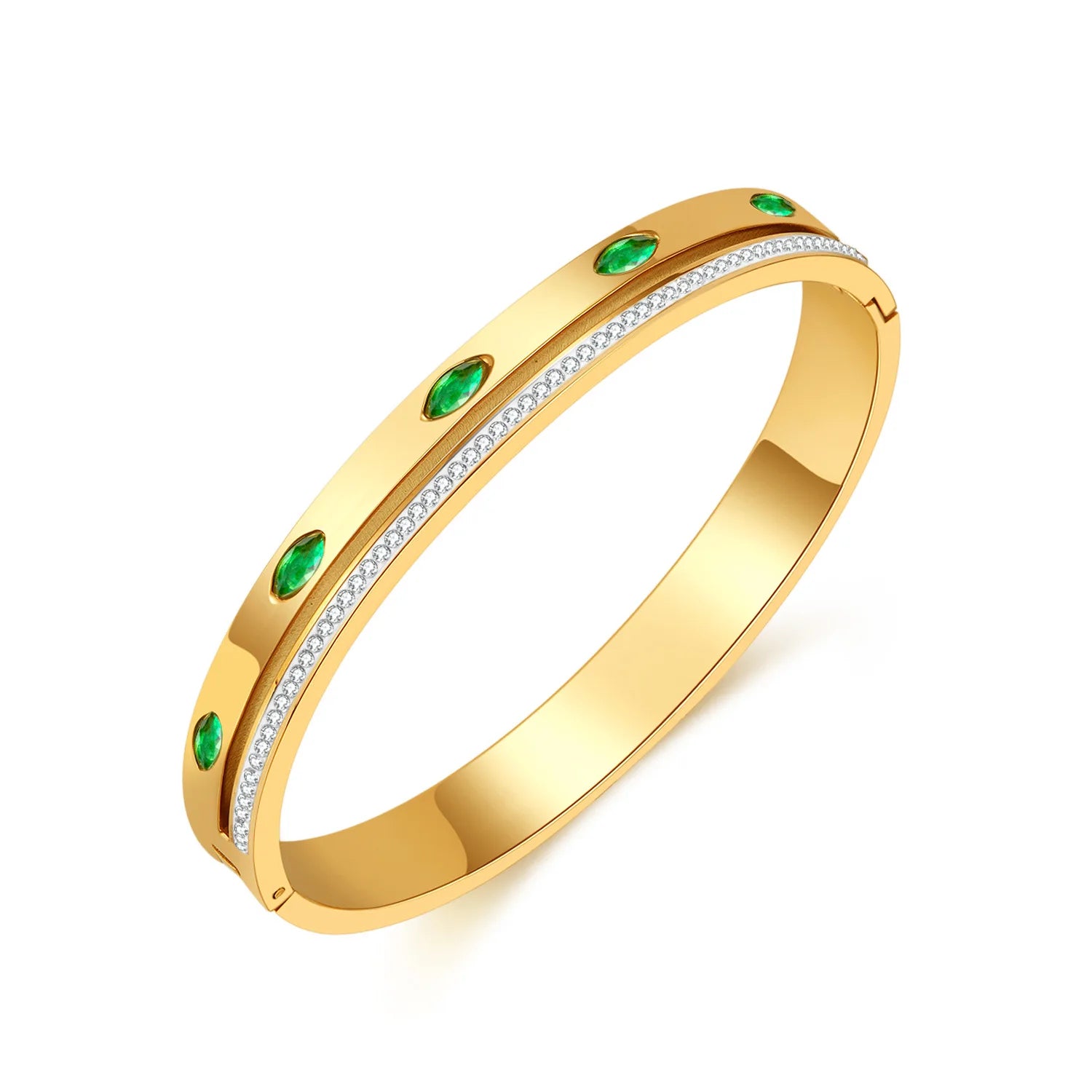 Stainless Steel Cubic Zirconia Bangle CZ Cuff Bracelet Bangle for Women Waterproof Jewelry Gift