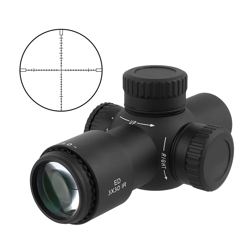Focuhunter Tactical Optical IPX7 Waterproof 3X30 Prism Sight Red Illumination Cross Reticle 1200G Shockproof Hunting Prism Scope