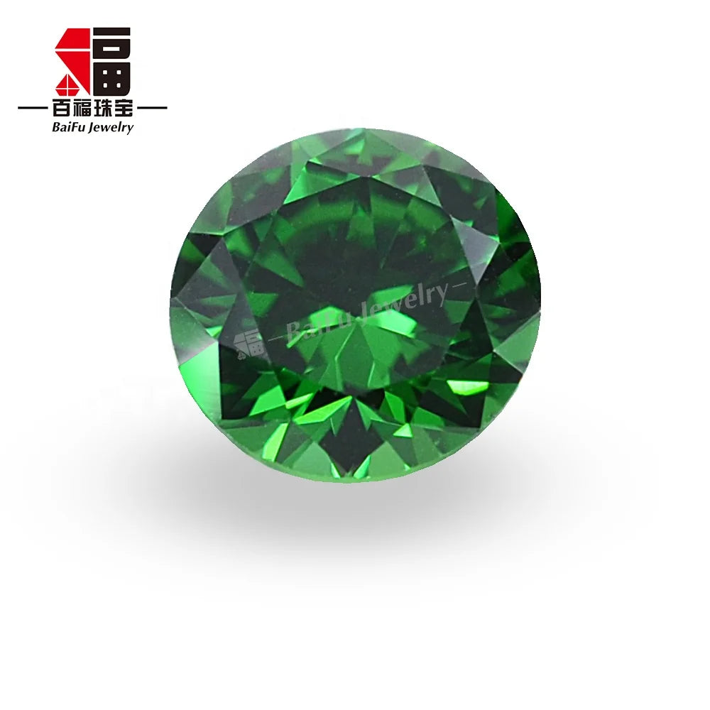 Baifu Jewelry Top Quality Loose Round Light Emerald Zircon