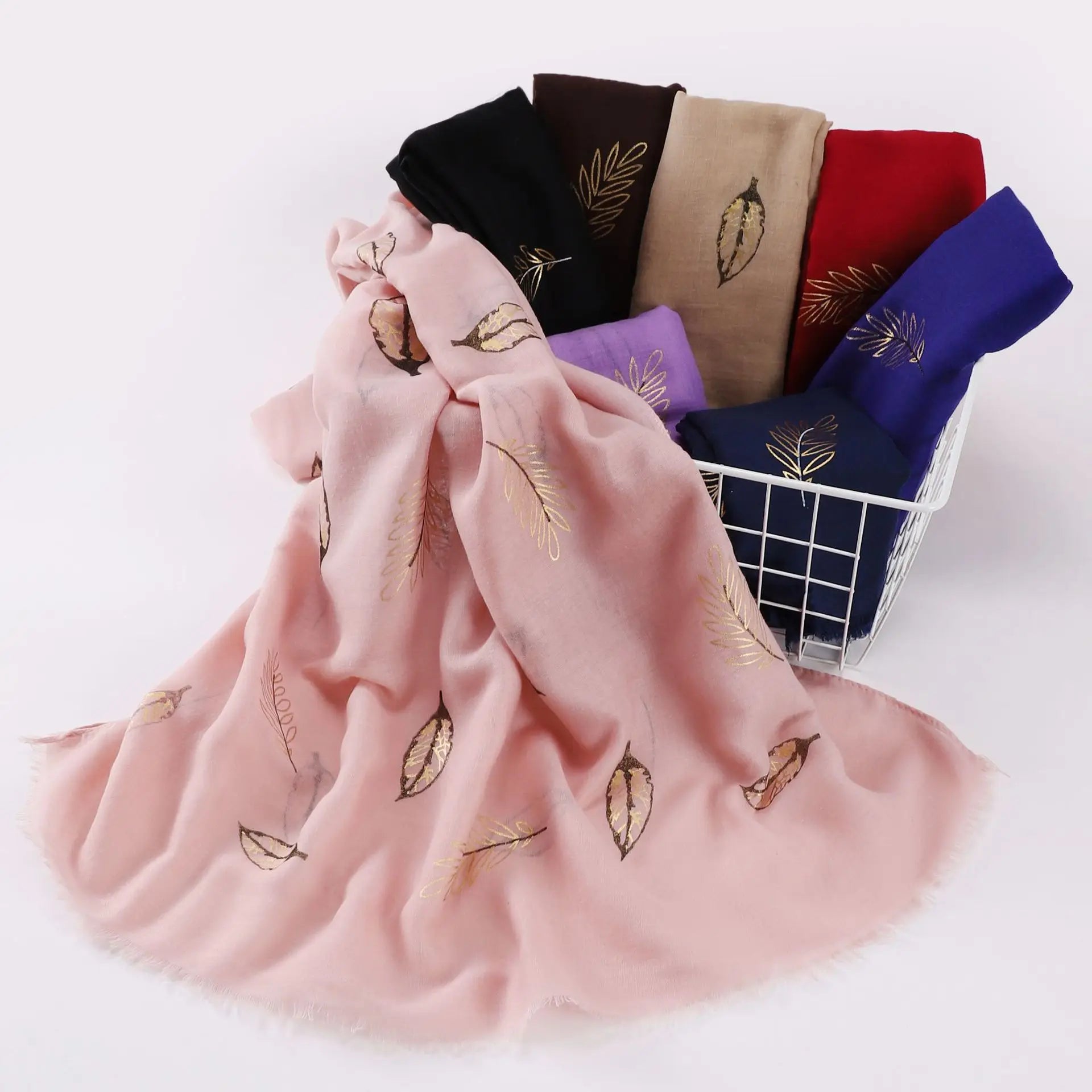 Fashion Muslim Females TR Cotton Hijab Scarves Premium 80*185CM Ethnic Bronzing Print Scarf Hijab for Women