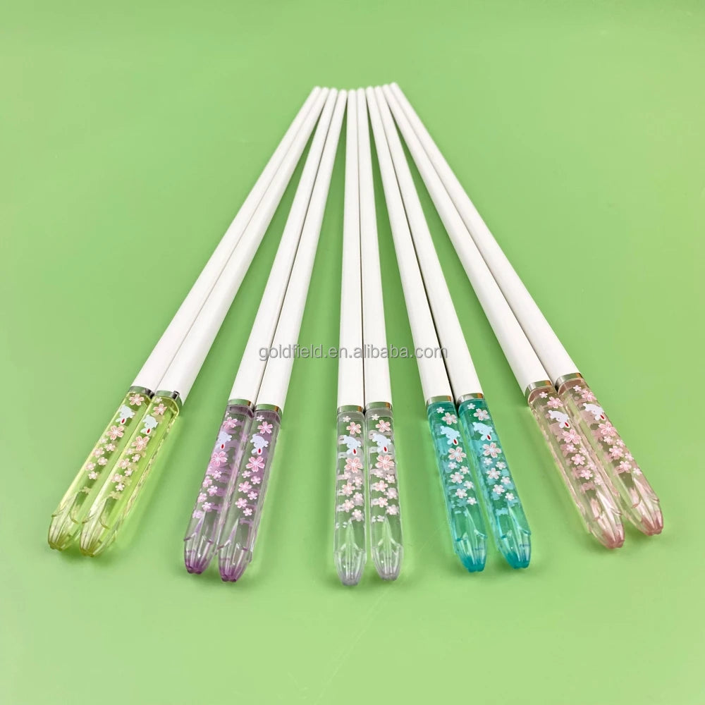 New Arrival Non-slip Food Grade Fiberglass Acrylic Follow Pattern Sushi Sticks Dishwasher Safe Glass Fiber Sticks