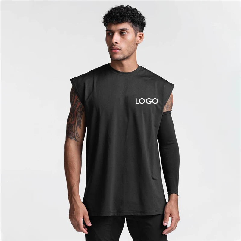 Fashion Tank Top Blank Custom Logo 100% Polyester Quick Dry Workout Tank Top Vest Men