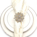 Wholesale Gold Metal Rhinestone Napkin Ring Flower Rhinestone Napkin Holder for Hotel Banquet Party Wedding Table Decoration