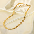 Minimalist Double Twisted Necklace 18K Gold Plated Necklace Bracelet Stainless Steel Herringbone Snake Chain Necklace for Women