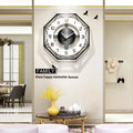 Modern 3D LED Digital Wall Clock Black Decorative Iron with Abstract Pattern Single Face for Living Room Use