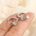 Meetyoo High Quality Trendy Silver Plate Cute Butterfly Hoop Earring Women Stylish Tarnish Free Eco-Friendly Brass Jewelry Gift