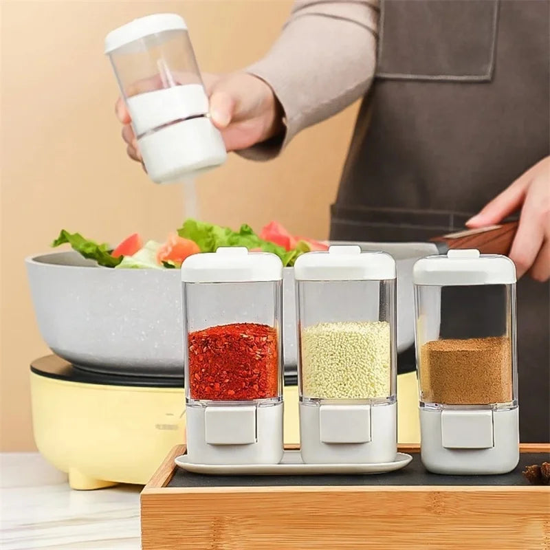 New Style 0.5g Metering Salt Shaker Push Type  Salt Dispenser Sugar Bottle Kitchen Spice Jar