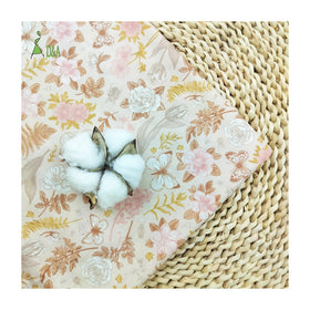 Pink Flower Butterfly Printed Organic 100% Cotton Woven Poplin Fabric for Shirts Dresses Skirts