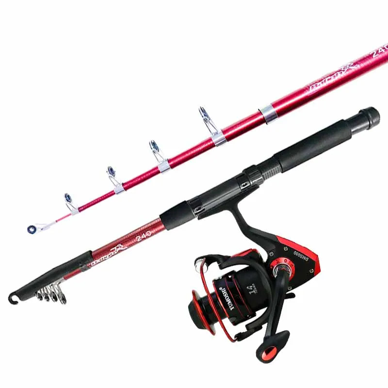 Wholesale 1.8m - 3.6m Glass Telescopic Fishing Rod Reel Set Combo Spinning Rod Combo Fishing Rod Reel Set