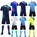 Custom Solid Men's Soccer Jersey Set Breathable Quick-Dry 100% Polyester Heat-Transfer Printed with Shorts