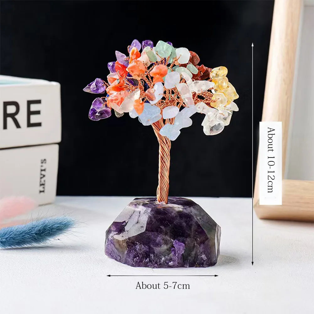 Wholesale 7 Chakra Crystal Tree Natural Amethyst Healing Stone Money Crystal Tree Ornaments
