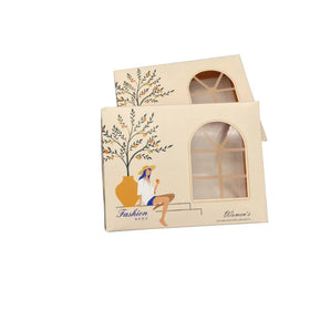 Fashion Women Stockings Packaging Paper Boxes With Window Silk Scarf Gift Boxes