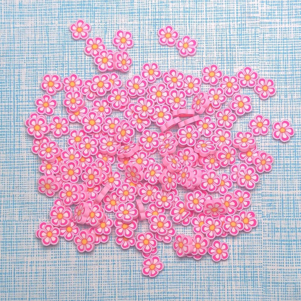500g Slime Sprinkle 5mm Pink Flower Polymer Clay Sprinkles Slices for Slime Decoration DIY Crafts Nail Art Fillings