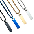 Custom Name Engraved Stainless Steel Bar Necklace Personalized Thick Bar Pendant Necklace Engrave Rectangle Bar Pendant Necklace