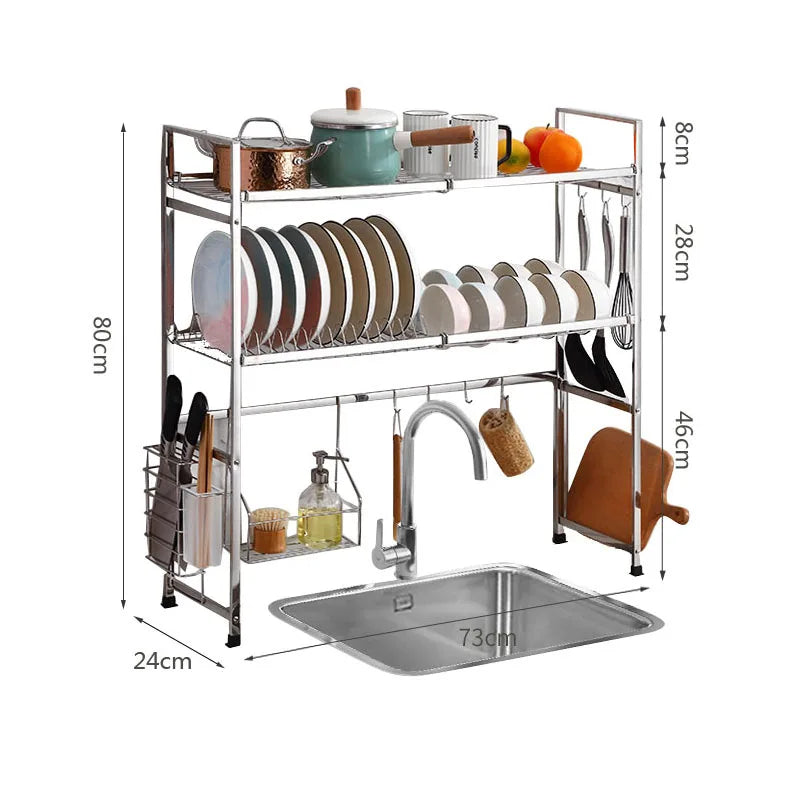 Manufactory Wholesale Stainless Steel Kitchen Cabinet Storage Shelf Dish Drying Rack
