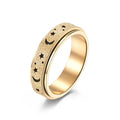 Simple Spinning Ring with Black Matte Moon Star Stainless Steel Ring