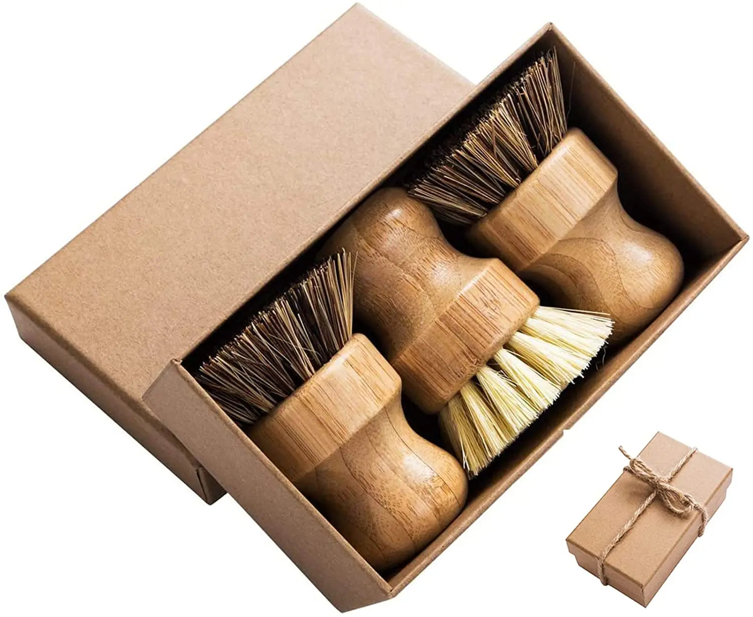 Round Handle Wood Scrubber Bamboo Dish Washing Small Dish Pot Scrubbing Cleaning Brush
