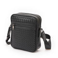 New Fashion Men's Messenger Bag Famous Brand PU Leather Woven Sling Shoulder Bags Knitting Design