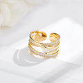 Wholesale Micro Copper Alloy Zircon Diamond Beads Paving New Fashion Ring Finger Jewelry Open Cuff Resizable