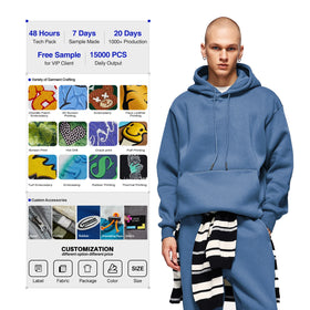 QUICKSHOW 350 GSM Fleece Blank Hoodies Plain Wholesale Heavyweight Oversized Men's Hoodies Sweatshirts