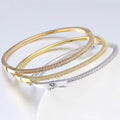 Custom Fine Jewelry Friendship Charm Cubic Zirconia 18K Gold Plated Trendy Cuff Bracelets Bangles for Women Wholesale