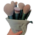 Hot Sale Kabuki Foundation Face Powder Blush Eyeshadow Brushes Make up Brush Makeup Brush Set with Bag New Arrival 13pcs Green