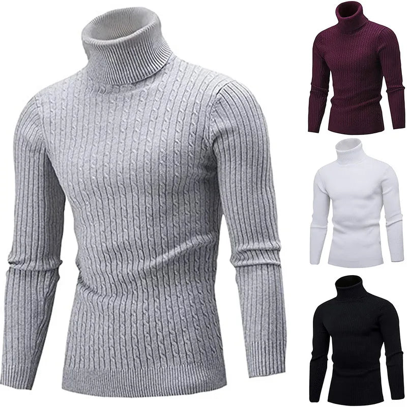 Autumn Winter Men's Korean Style Long Sleeve Slim Pullover Solid Fashion Twist Knitted Sweaters Fashionable Knitwear