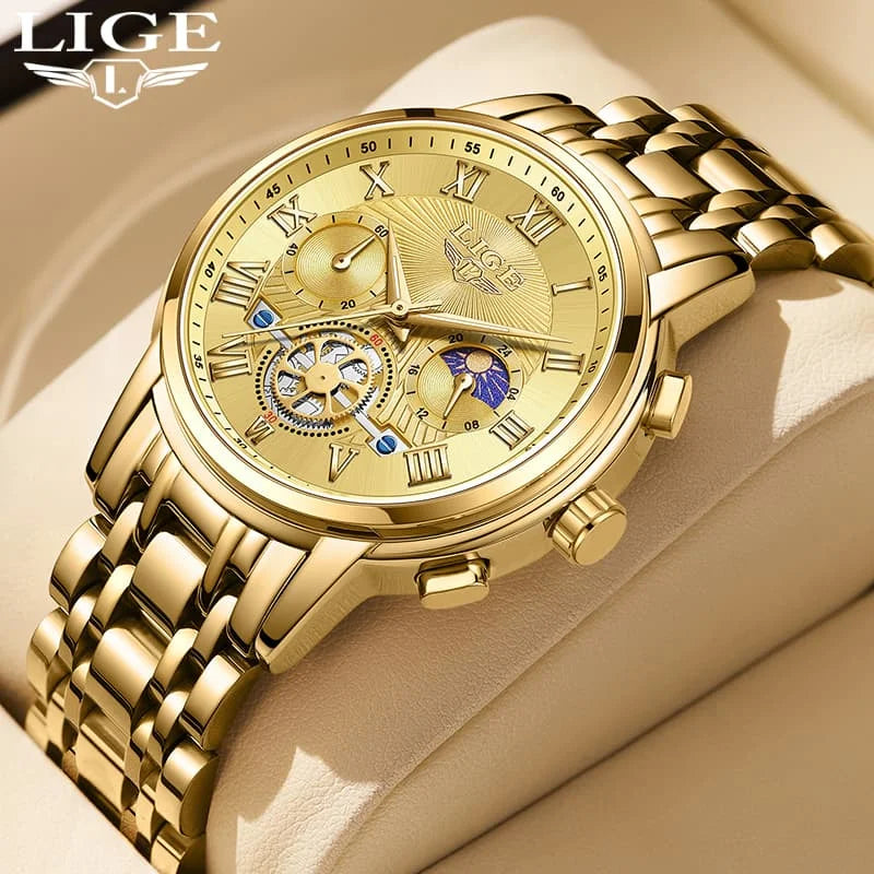 LIGE LG89106 New Business Man Wristwatch Waterproof Luminous Quartz Watch Men Clock Stainless Steel Men's Watches Sport Reloj
