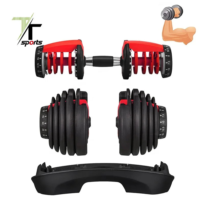 Wholesale 24kg 52.5lb Adjustable Dumbbell Set Weights Dumbbells