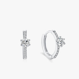 Ailmay 925 Sterling Silver Luxury Circle Sparkling CZ Hoop Earrings Trendy Ear Buckle for Women Wedding Engagement Fine Jewelry