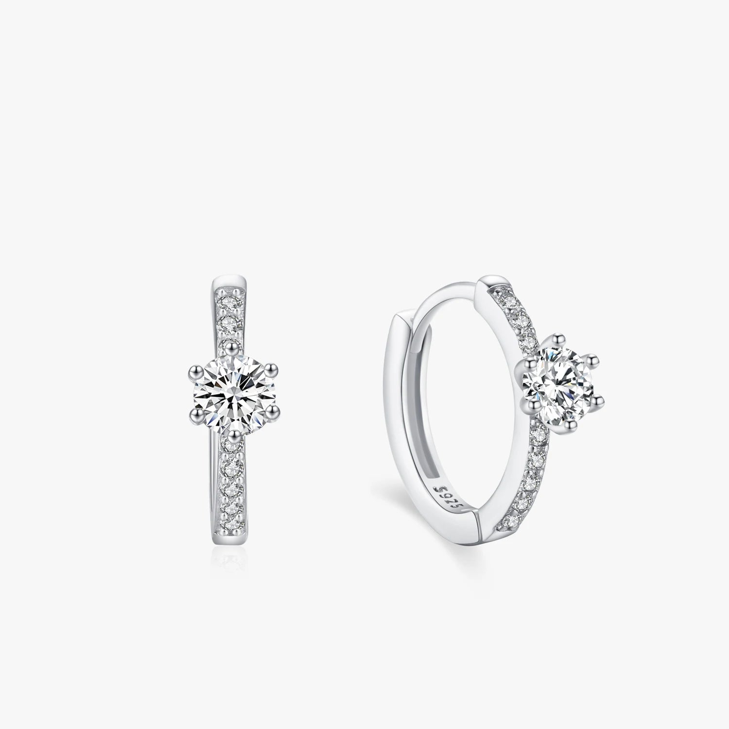 Ailmay 925 Sterling Silver Luxury Circle Sparkling CZ Hoop Earrings Trendy Ear Buckle for Women Wedding Engagement Fine Jewelry