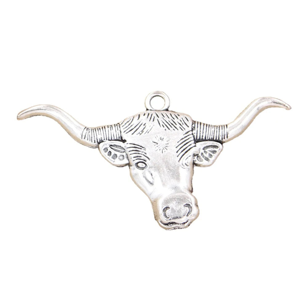 Charms Longhorn Bull Steer Head 60x31mm Tibetan Silver Color Pendants Antique Jewelry Making DIY Handmade Craft