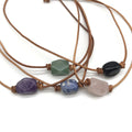 New Cowhide Rope Necklace Natural Stone Men's and Women's Fashion Stone Necklace Direct Wholesale and Retail
