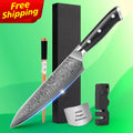 Free Shipping 8 Inch Damascus Steel Chefs Knives With Black Pakka Wood Handle Free logo