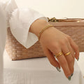 2025 Fashion Simple Stainless Steel 18K Gold Bracelet Personality Exaggerated Strap Bracelet for Women