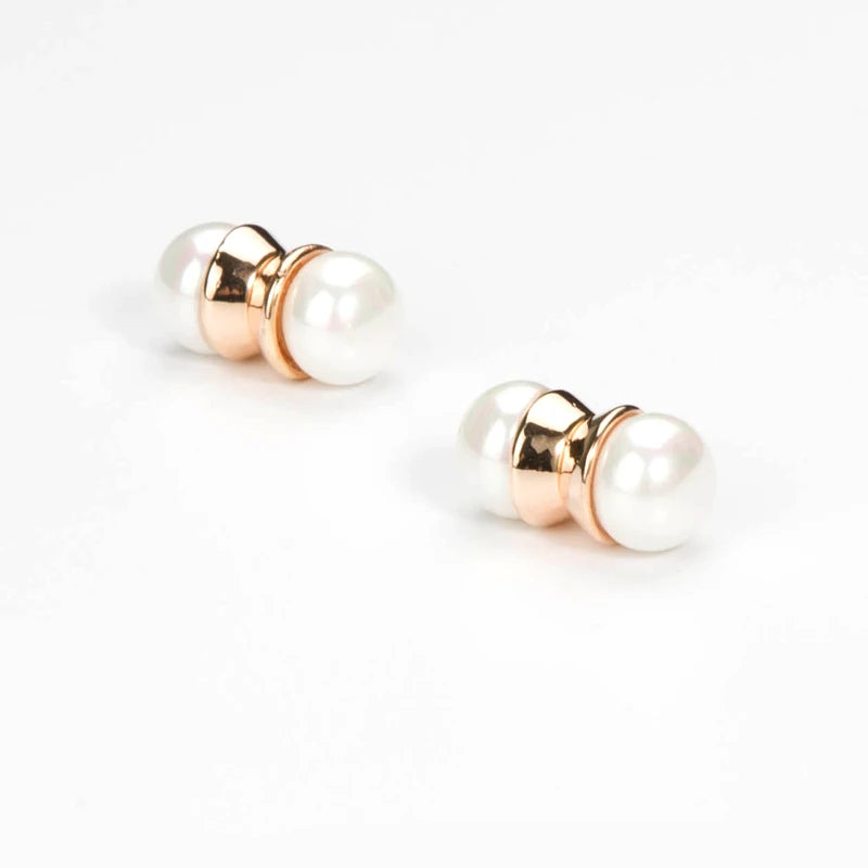 2025 White Round Pearl Hoop Earrings Stainless Steel Jewelry